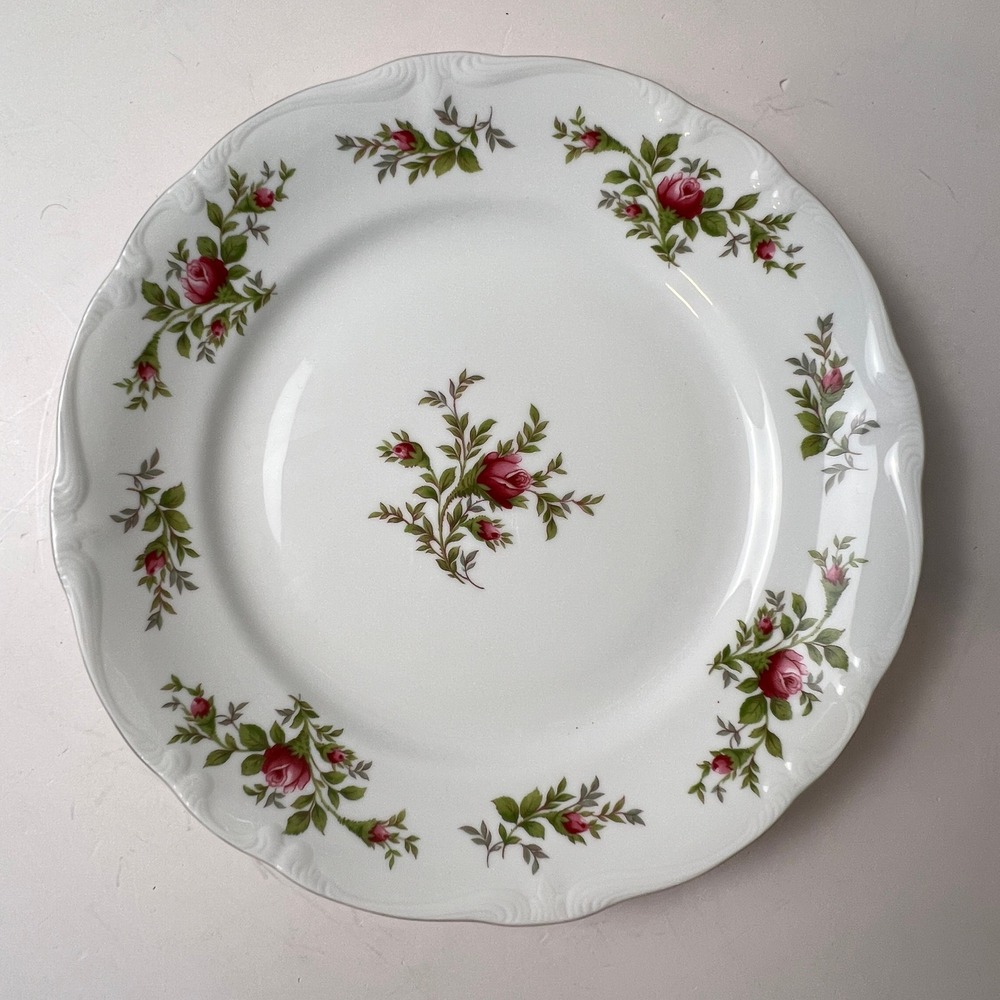 Johann Haviland Dinner Plate Traditions Moss Rose 10in Pink Gold Trim Victorian